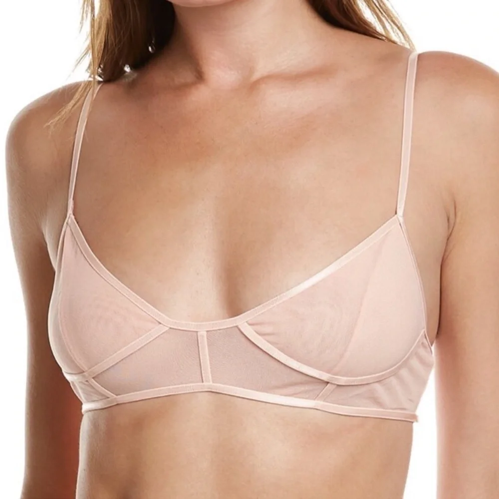 Free People Moonlight Mesh Corset Bra PINK Frosting Medium NWT